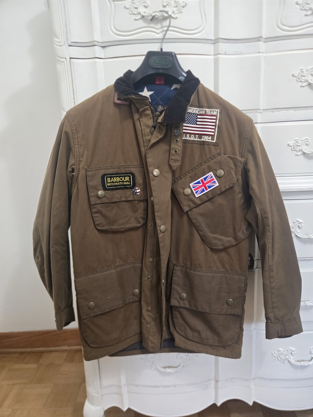 Negotiable , Barbour Brown Military Field Jacket with Patch Details